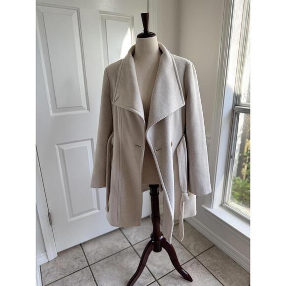 Calvin Klein Cream Belted Trench | Y2K Wool Blend Jacket - Picture 1 of 9